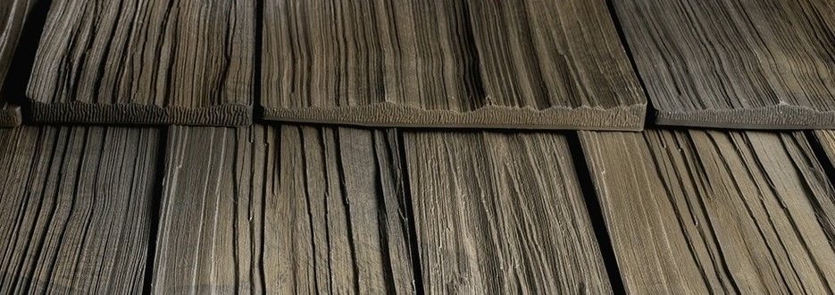 Close-up of Brava composite cedar shake grain and texture